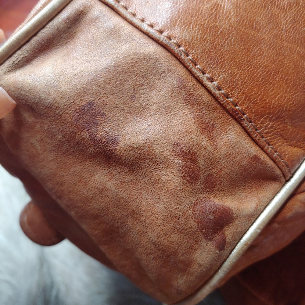Betsey Johnson | Brown Leather Purse Vintage zip patina loved large oversized - Picture 8 of 12